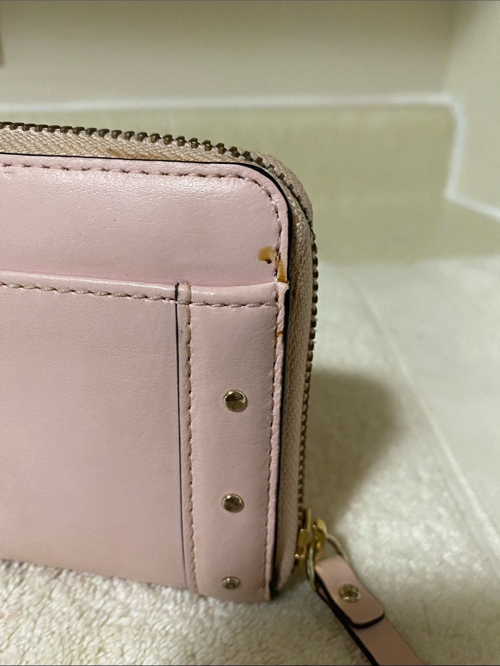 Kate Spade Pink Stud Trim Zip-Around Wallet - Picture 5 of 14
